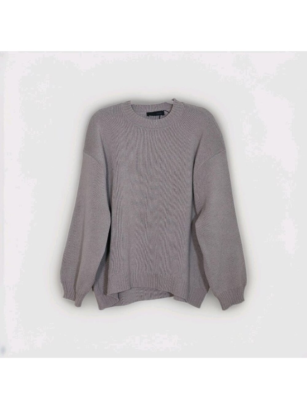 ZARA Oversized Knit Crewneck Sweater Womens S Taupe Greige Drop ShoulderUnisex
